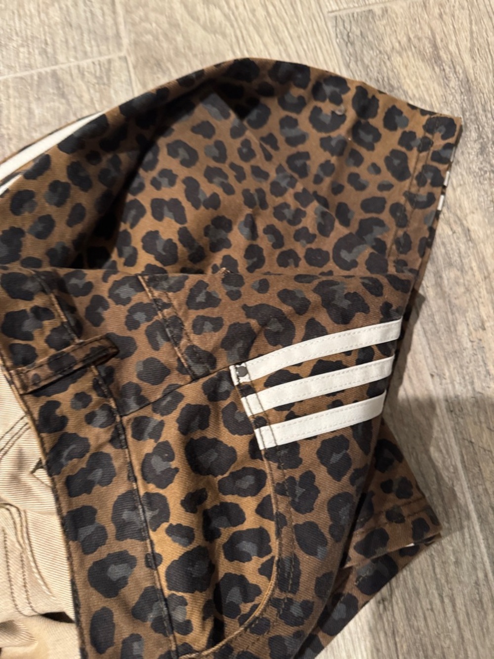 Leopard Print Kids Athletic Shorts with White Stripes - Picture 5 of 6
